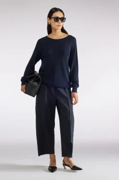 PANTALON CROP EN TOILE DE LAINE