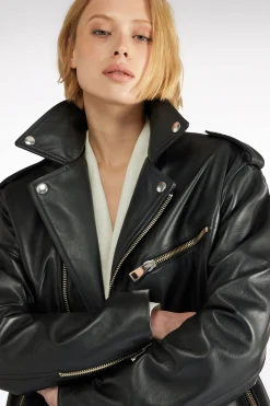 VESTE BIKER EN VÃRITABLE CUIR
